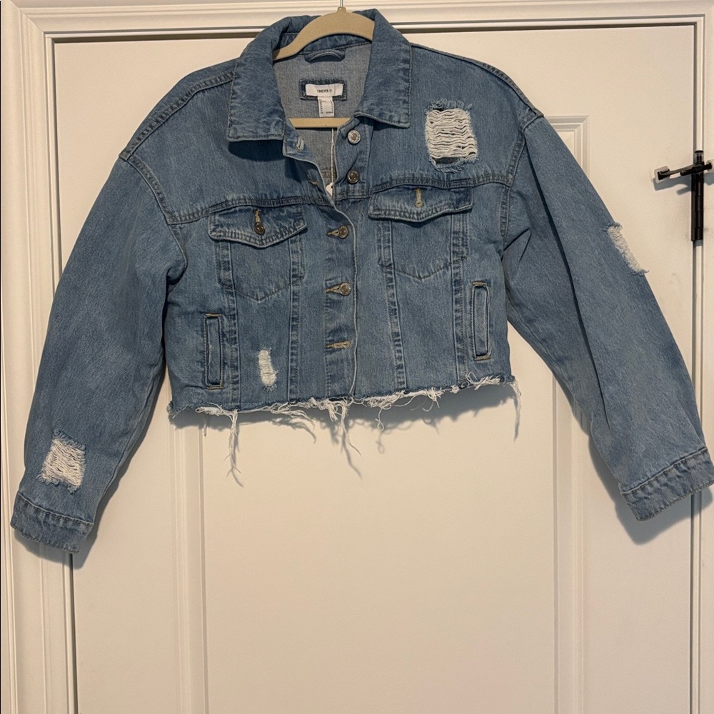 Forever 21 Distressed Blue Denim Jacket